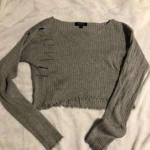gray distressed sweater